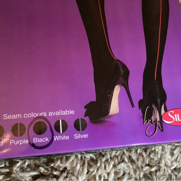 Scarlet by Silky opaque seamer tights, back seam, color black/black, size: L - Picture 2 of 12